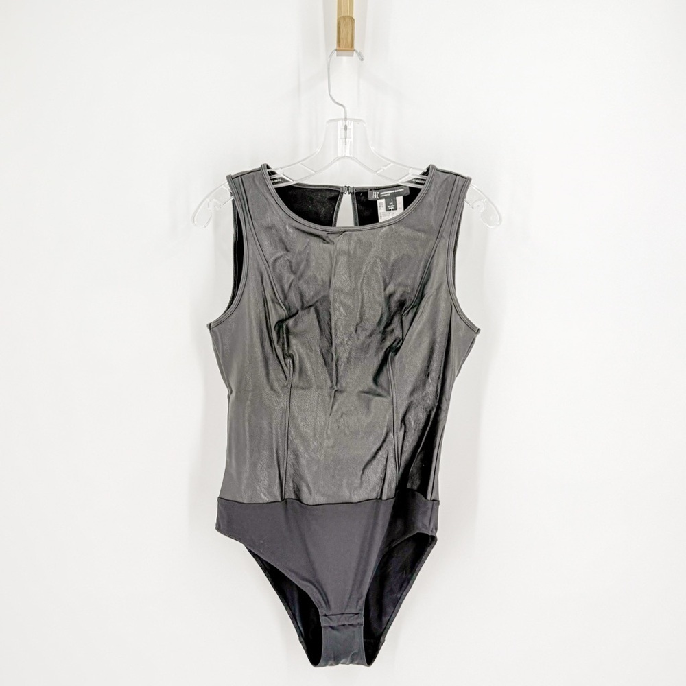 INC International Concepts Gray and Black Bodysuit